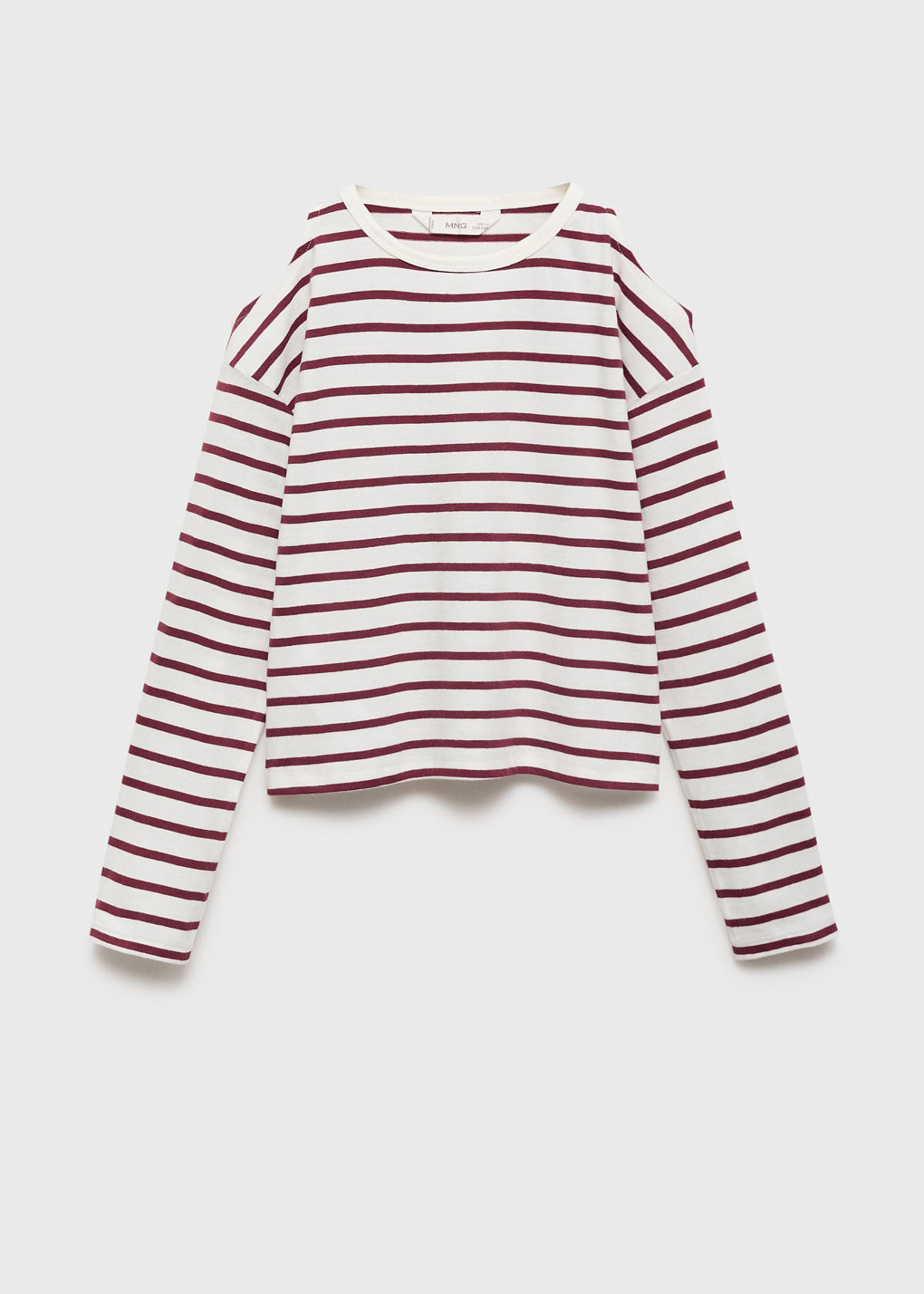 Striped t-shirt with cut-out — Maroon
