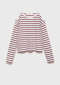 Striped t-shirt with cut-out — Maroon 2