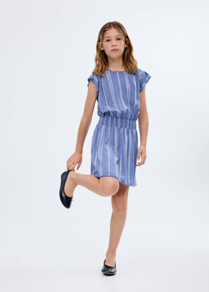 Floral embroidery dress — Navy