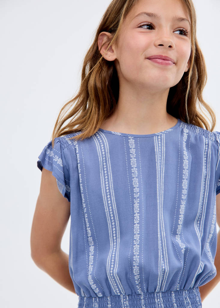 Floral embroidery dress — Navy