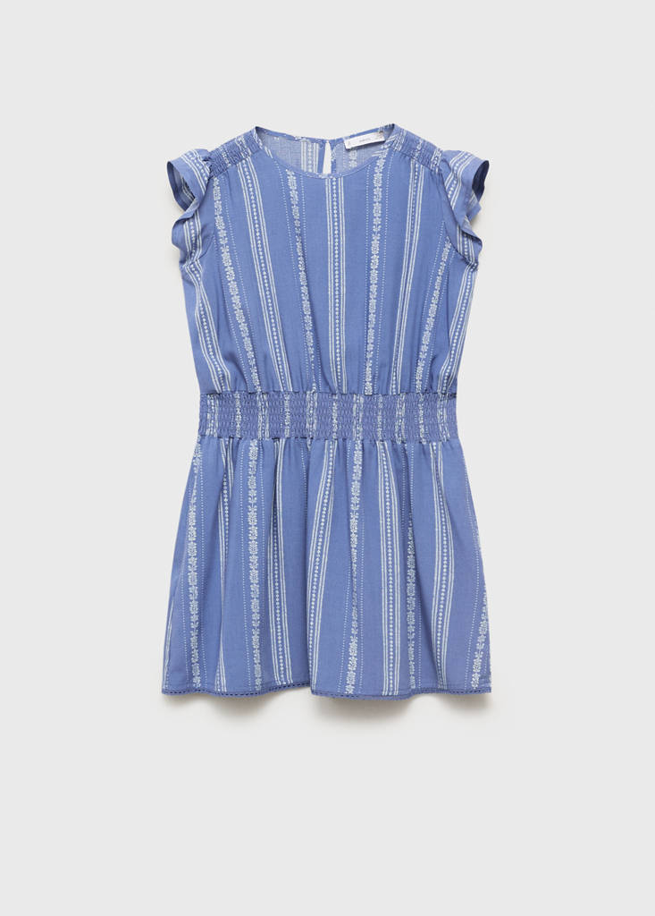 Floral embroidery dress — Navy