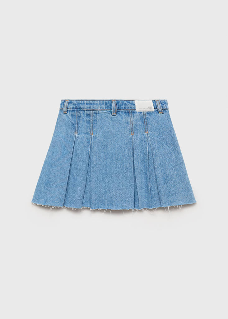 Pleated denim skirt — Medium Blue