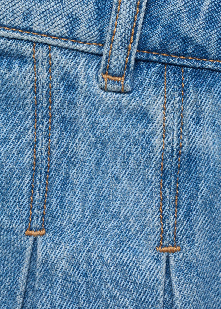 Pleated denim skirt — Medium Blue