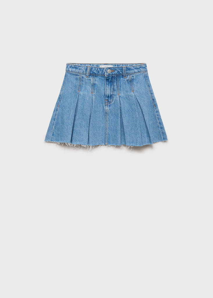 Pleated denim skirt — Medium Blue
