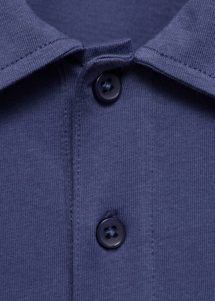 Printed cotton polo shirt — Navy
