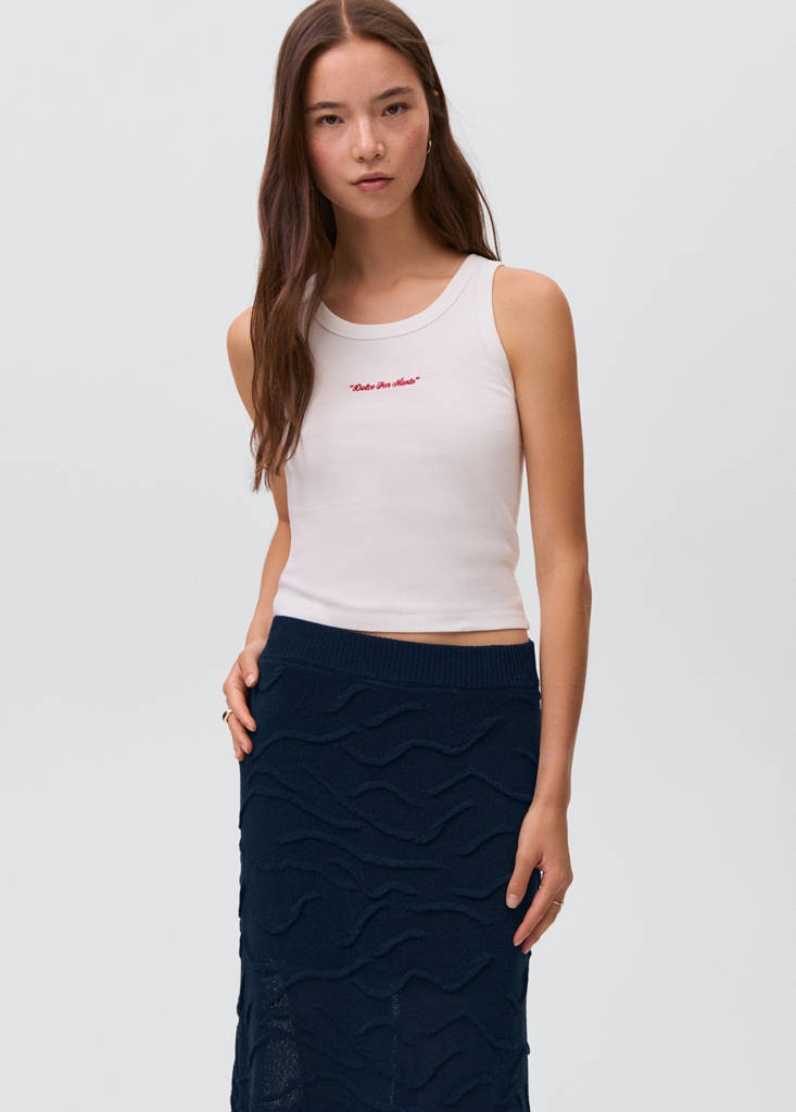 Textured long skirt — Navy