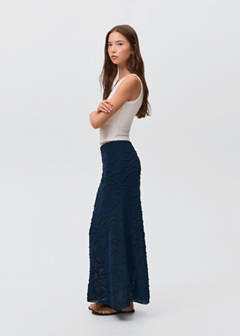 Textured long skirt — Navy 5