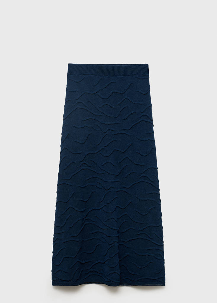 Textured long skirt — Navy