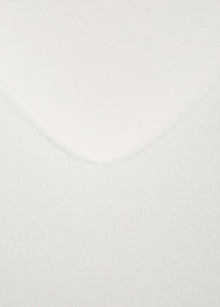 V-neck knit sweater — White