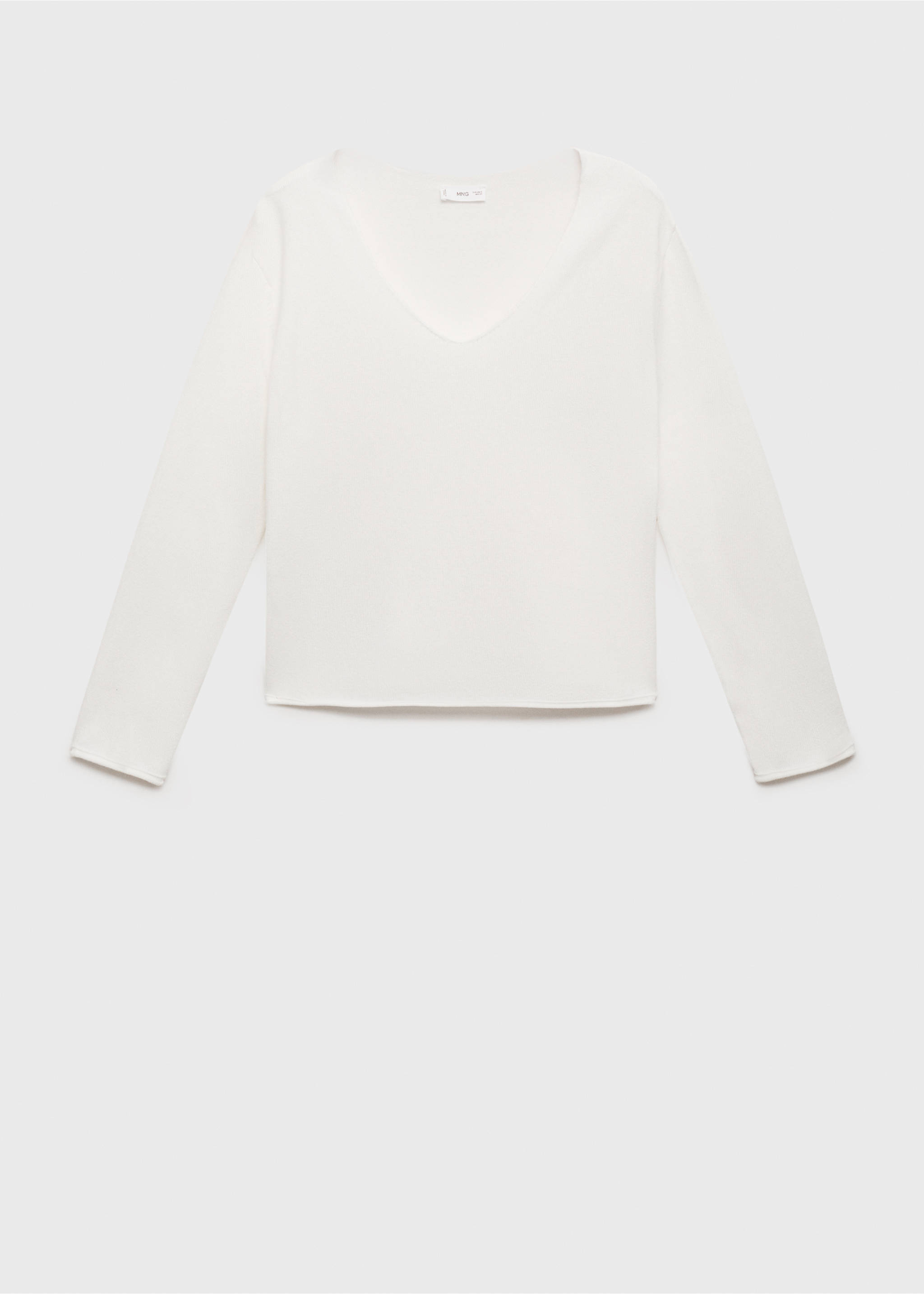 Pull-over maille col en V - Article sans modèle, Blanc. Ref: 17093287-00.