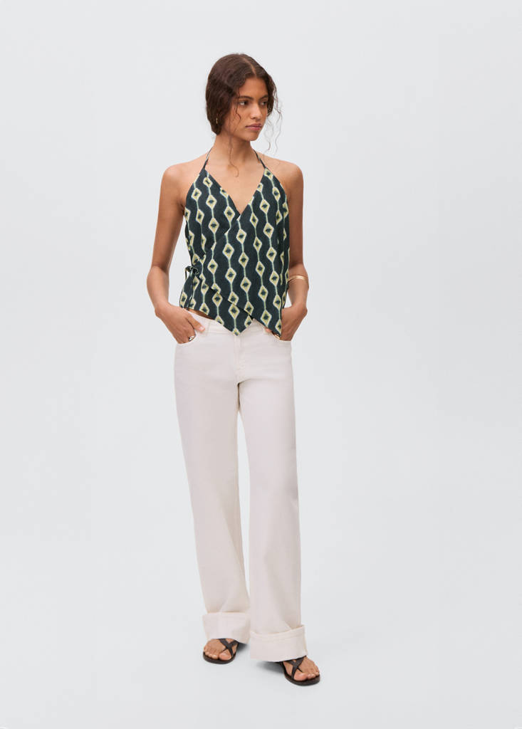 Halter-neck crossover top — Night Blue