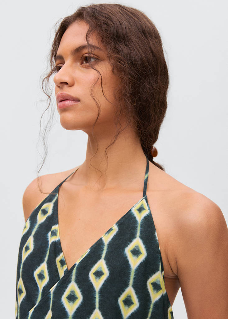 Halter-neck crossover top — Night Blue