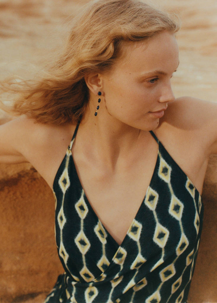 Halter-neck crossover top — Night Blue