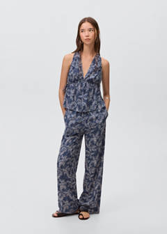 Flower print trousers — Navy 3