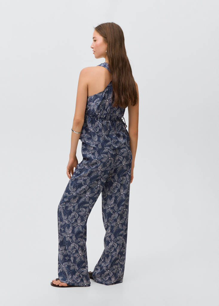 Flower print trousers — Navy