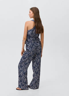 Flower print trousers — Navy 9