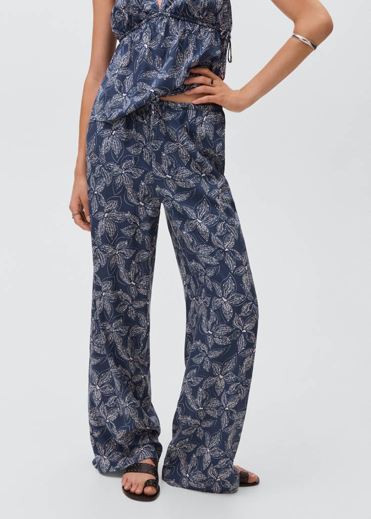 Flower print trousers — Navy