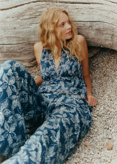 Flower print trousers — Navy 1