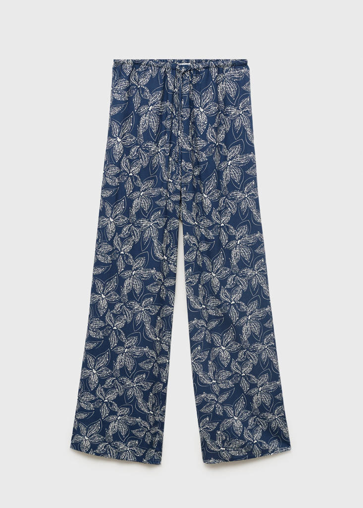 Flower print trousers — Navy