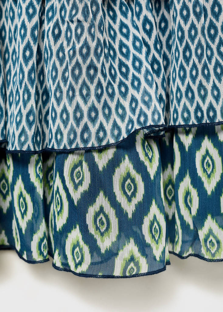 Printed ruffle skirt — Navy