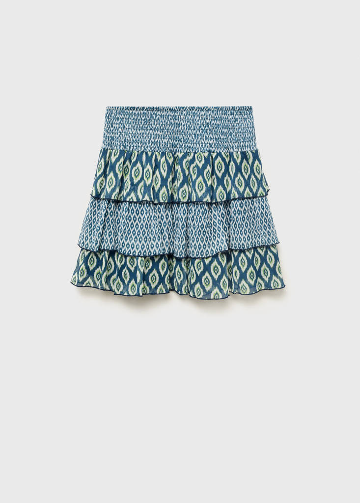 Printed ruffle skirt — Navy