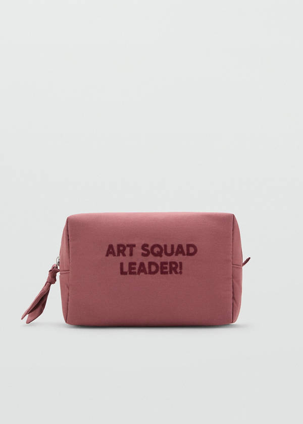 Embroidered cosmetic bag — Pink