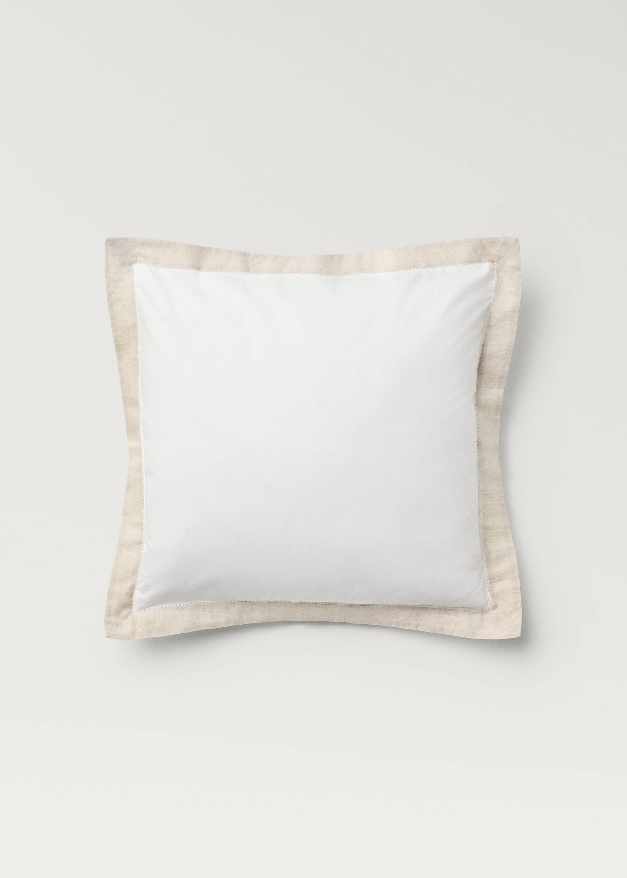 Deux taies d'oreiller percale de coton brodé lin 60x60 cm - Article sans modèle
