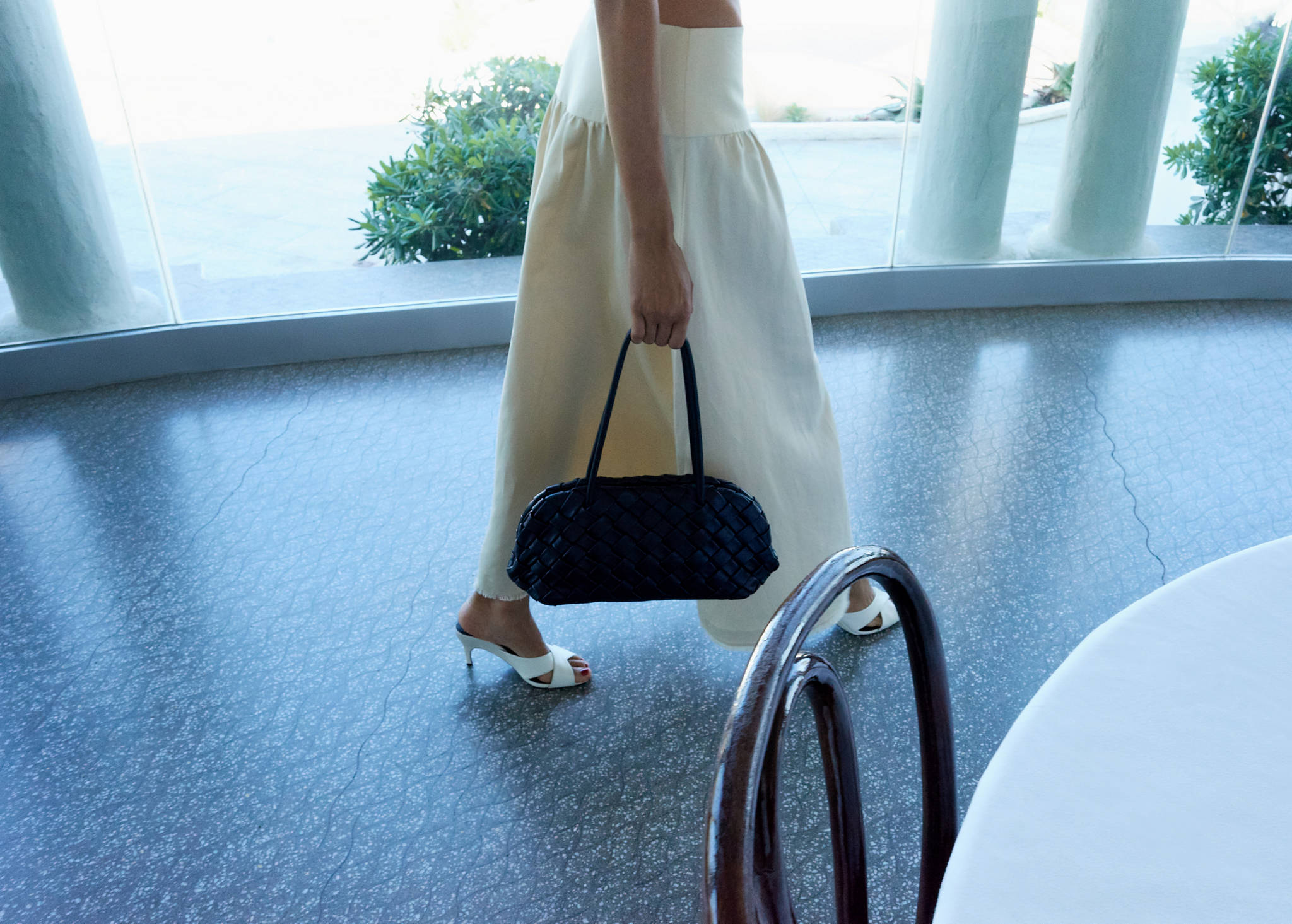 Braided leather shoulder bag - Panoramic plane