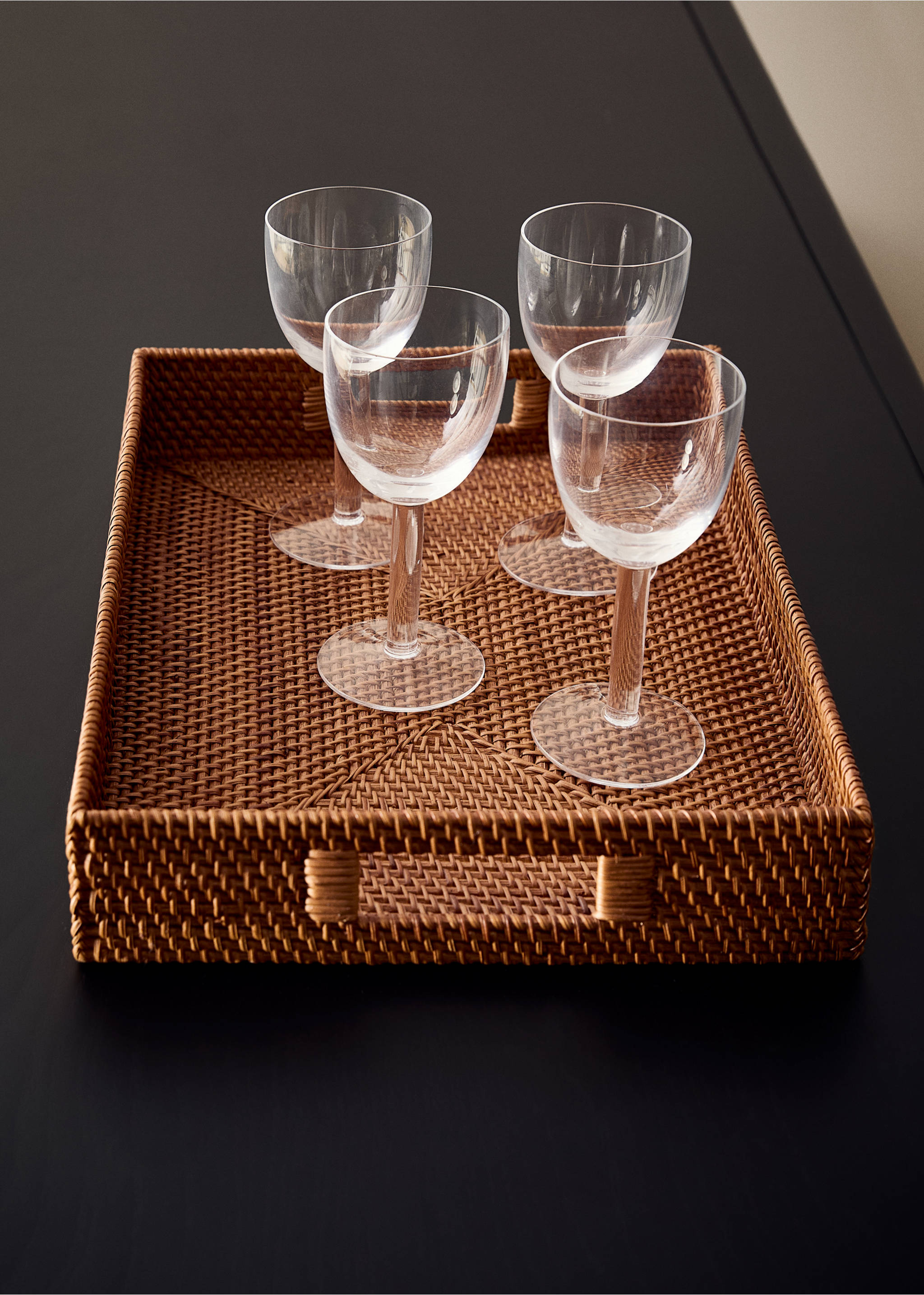 Rattan decorative tray with handles - General plane, Brown. Ref: 17093312-00.