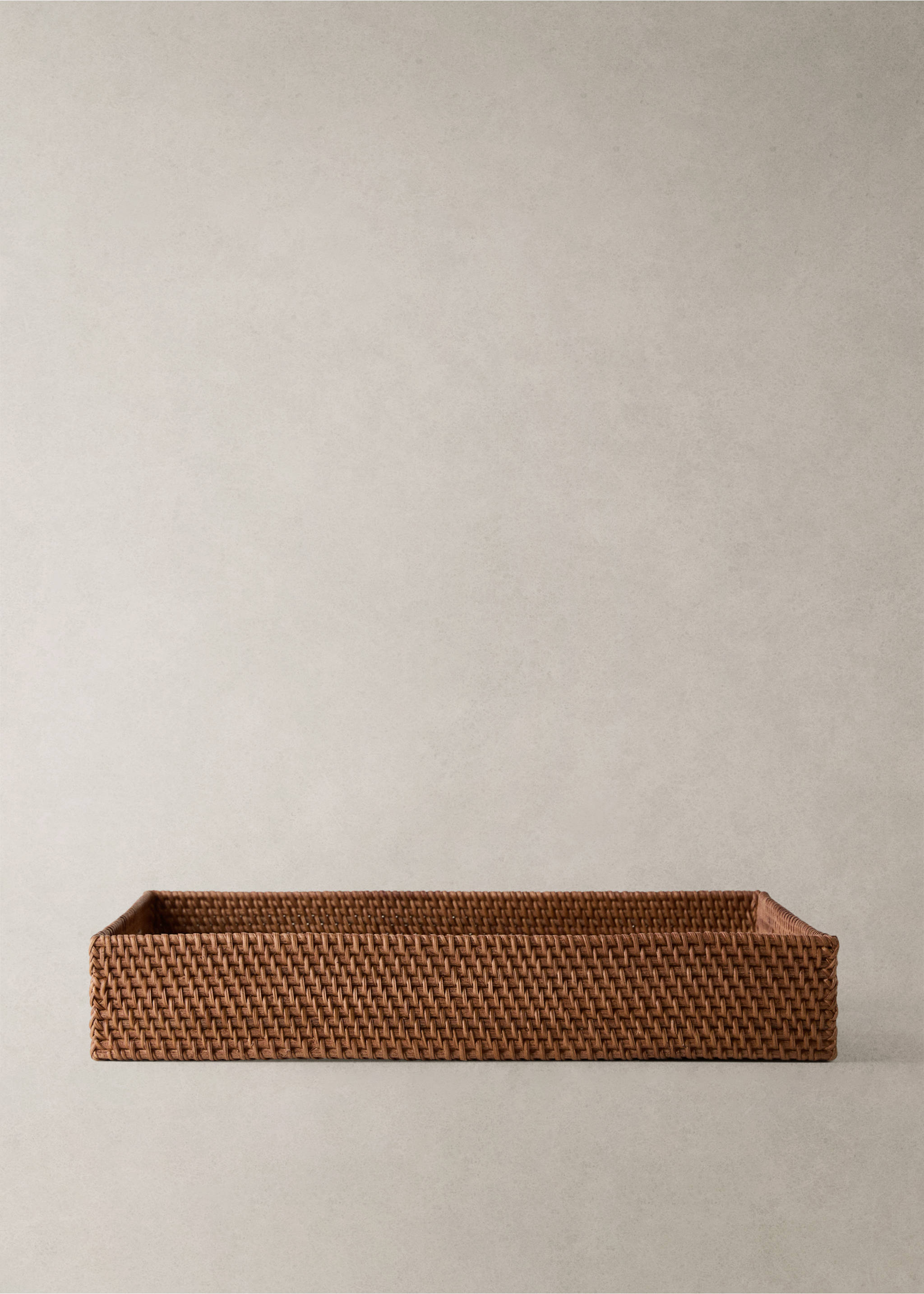 Rattan decorative tray with handles - Details of the article 7, Brown. Ref: 17093312-00.