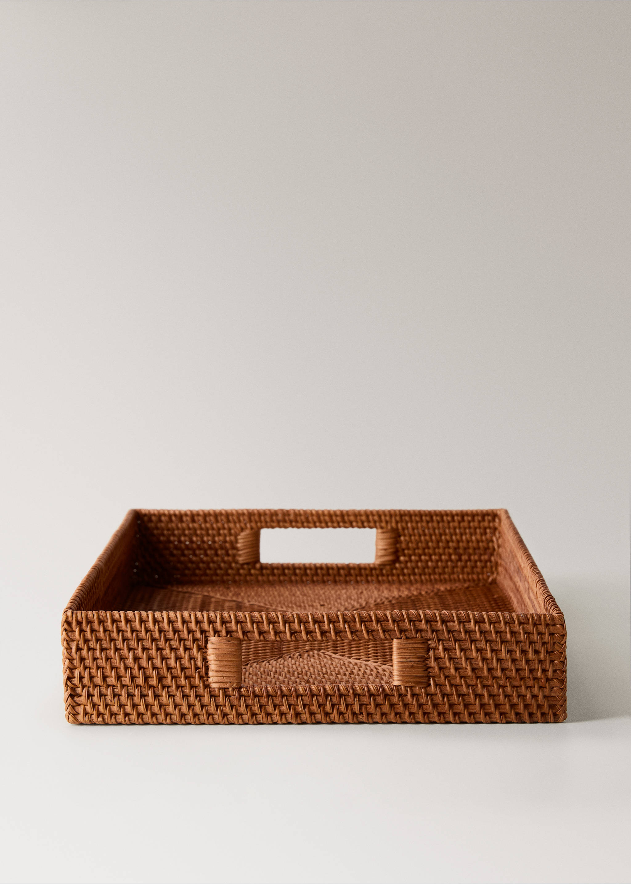 Rattan decorative tray with handles - Details of the article 3, Brown. Ref: 17093312-00.