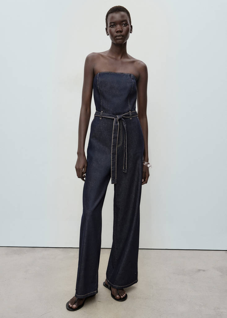 Strapless denim jumpsuit — Open Blue