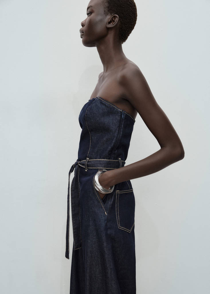 Strapless denim jumpsuit — Open Blue
