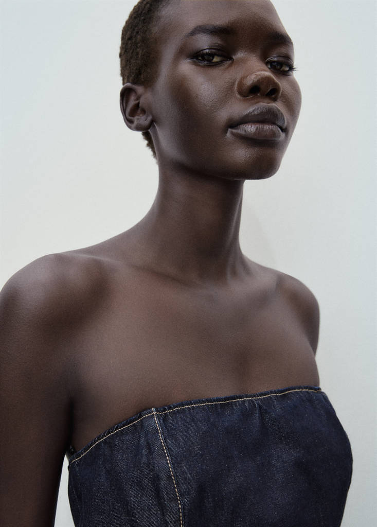 Strapless denim jumpsuit — Open Blue