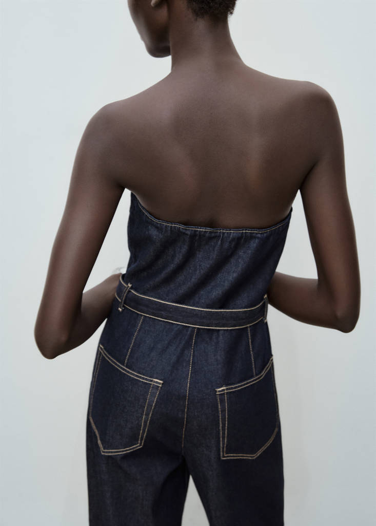 Strapless denim jumpsuit — Open Blue