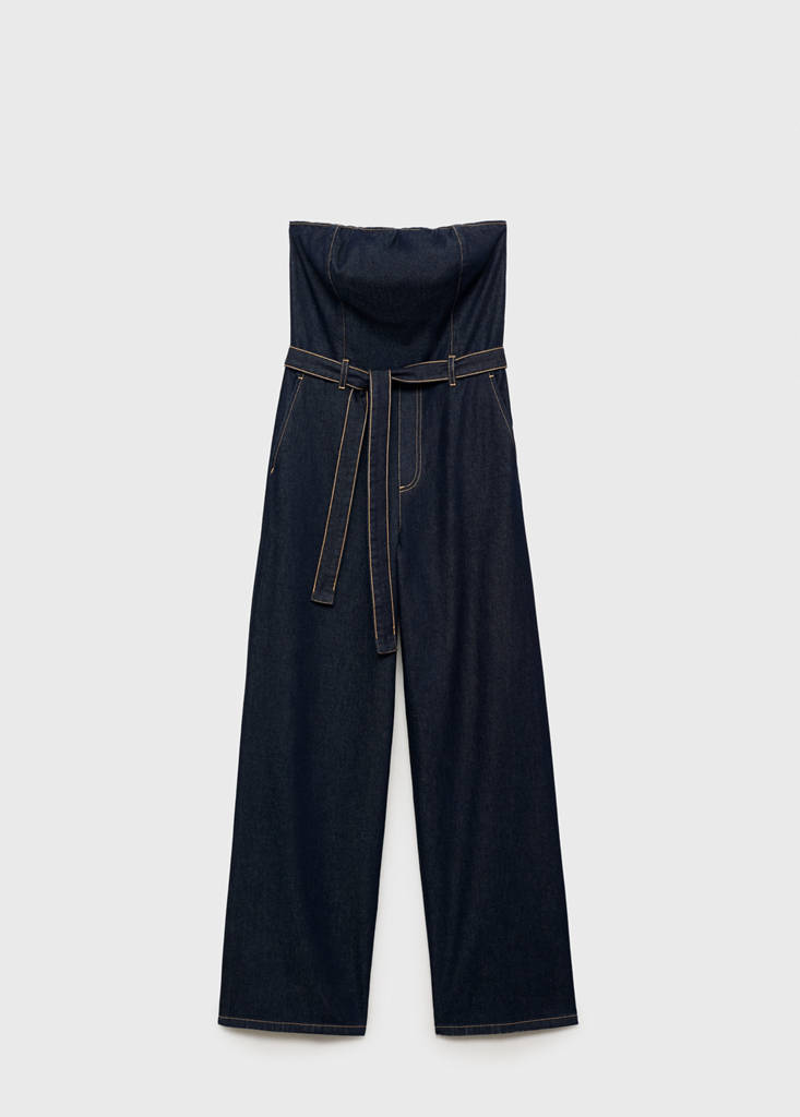 Strapless denim jumpsuit — Open Blue