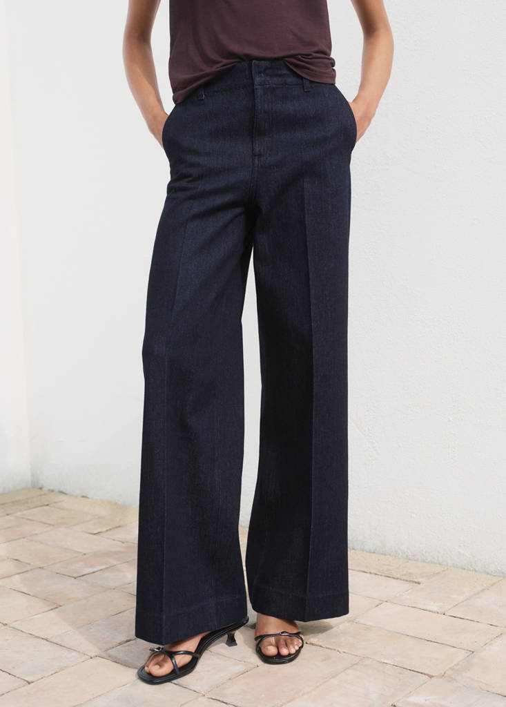 High-waisted wide leg denim trousers — Open Blue