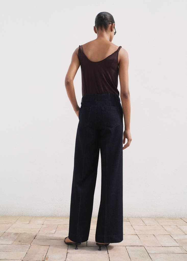 High-waisted wide leg denim trousers — Open Blue