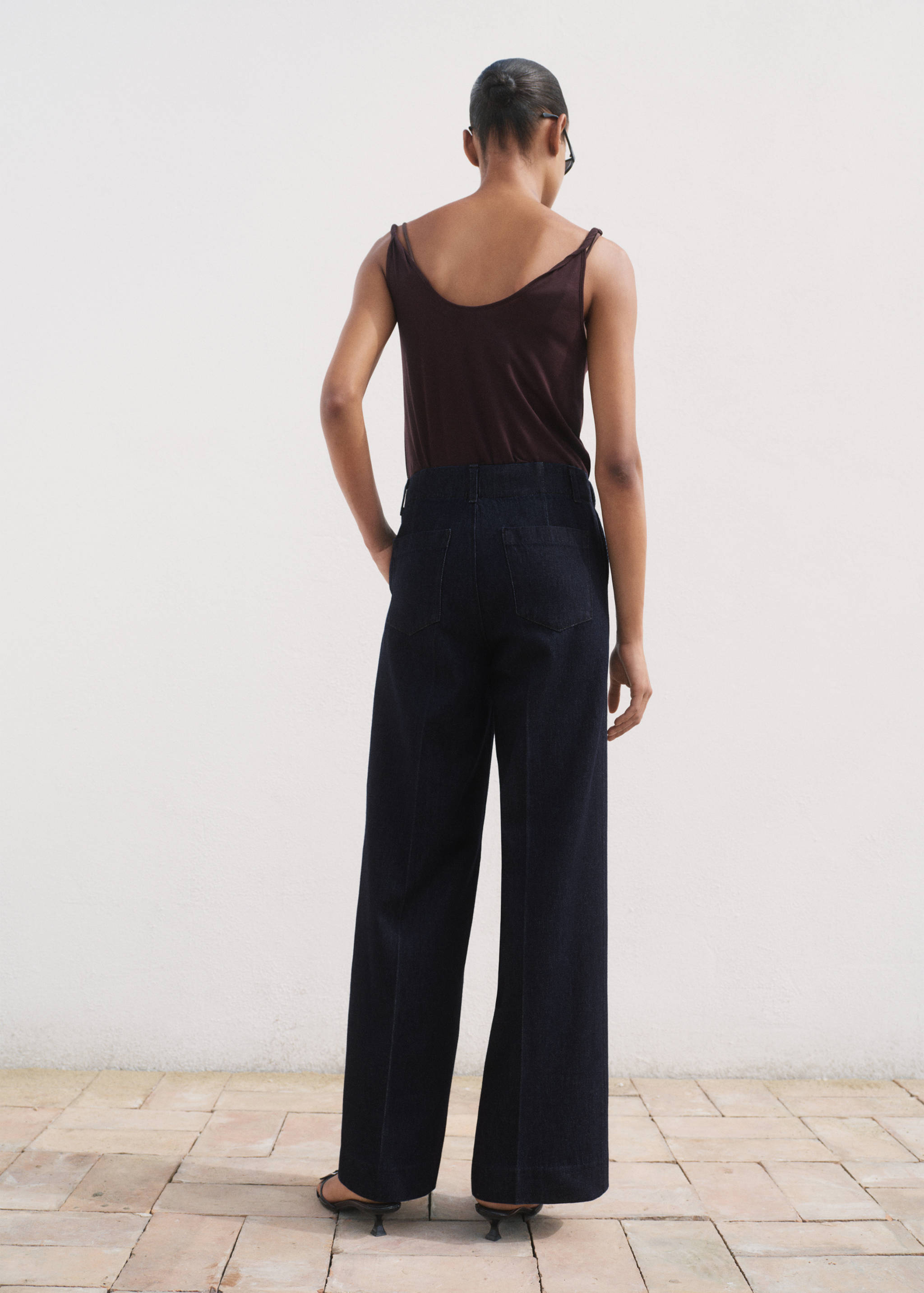 High-waisted wide leg denim trousers - Reverse of the article