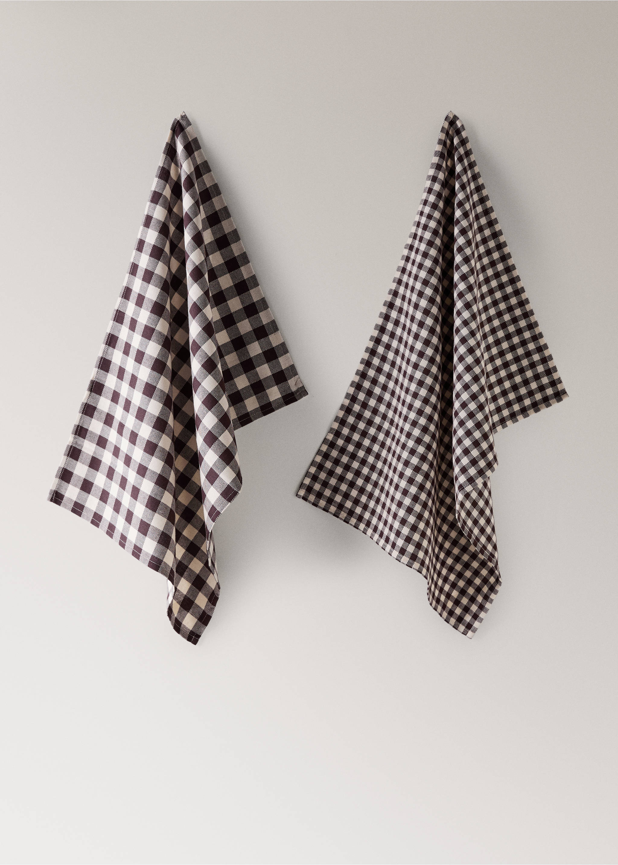 Gingham check kitchen towels - Article without model, Grey. Ref: 17093328-00.