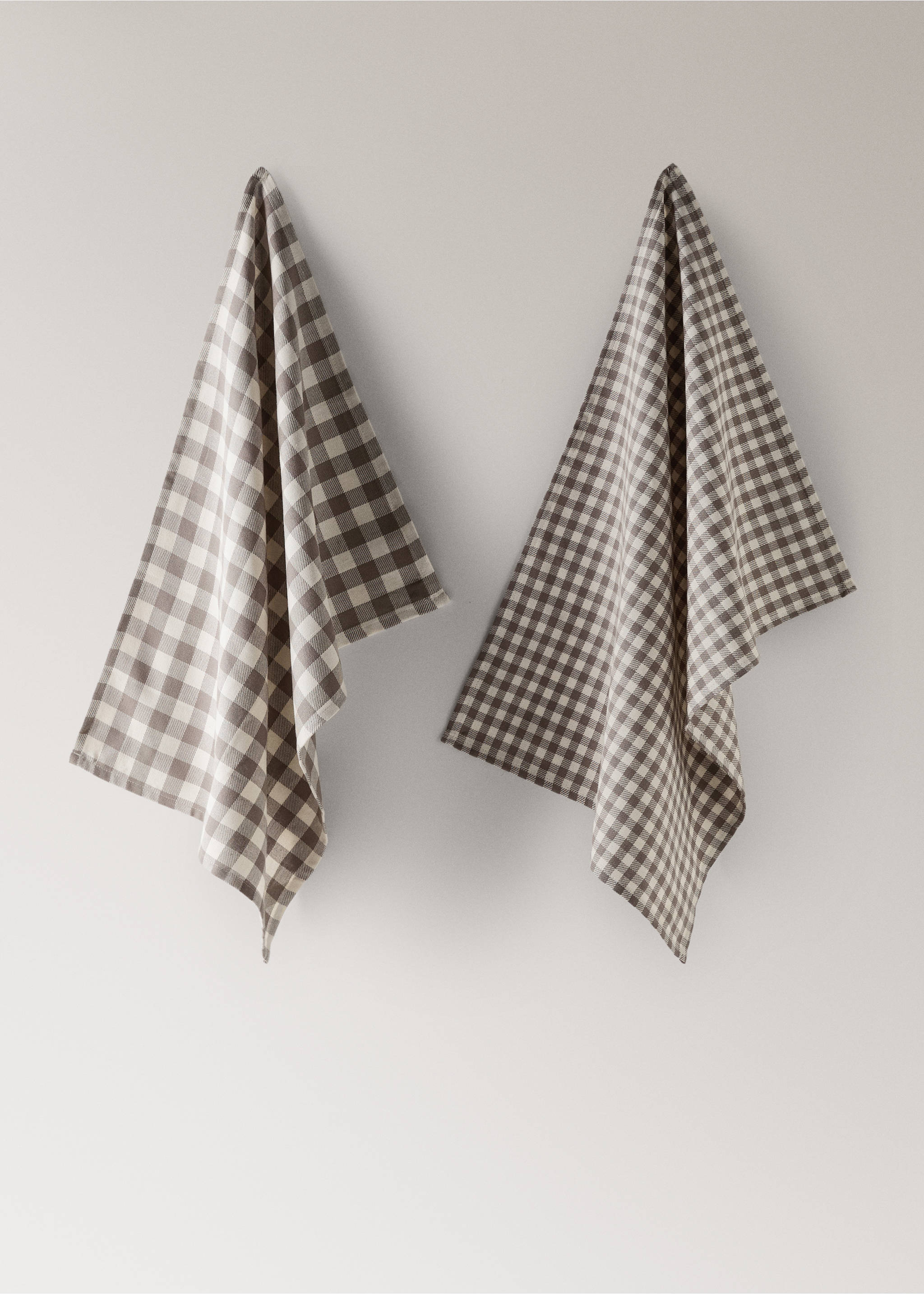 Gingham check kitchen towels - Article without model, Light/Pastel Brown. Ref: 17093328-00.