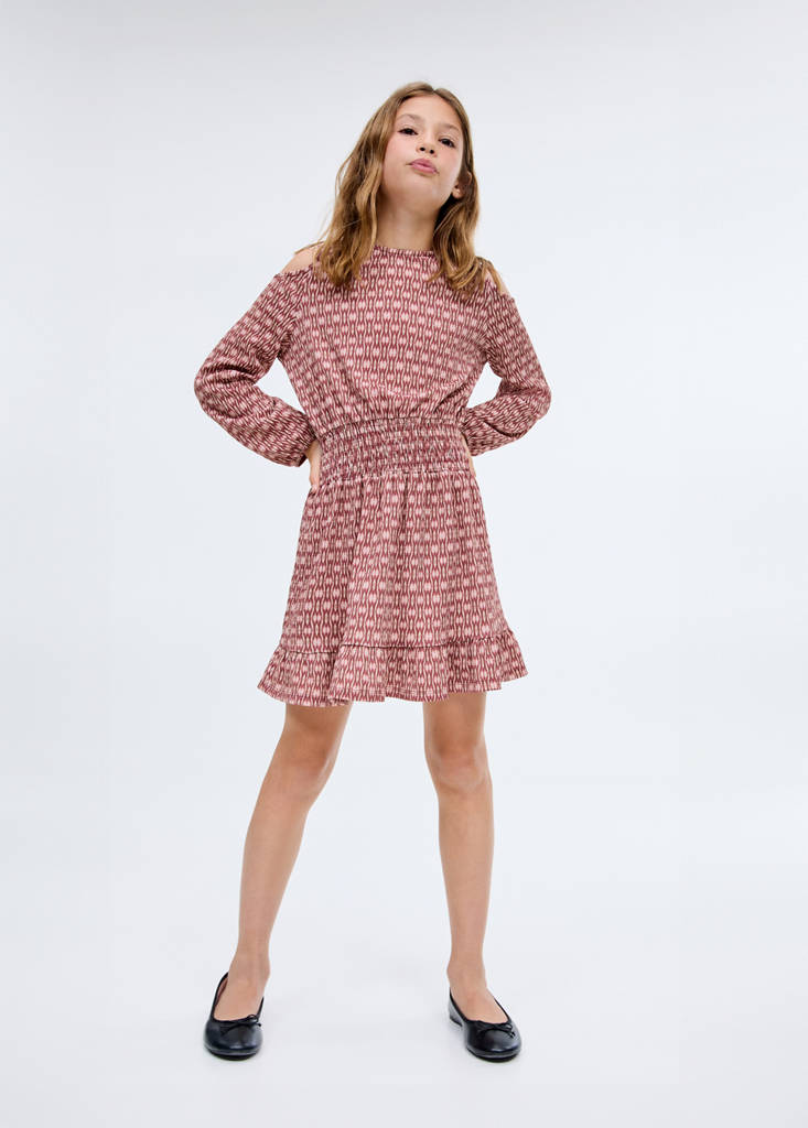 Printed ruched dress — Cherry