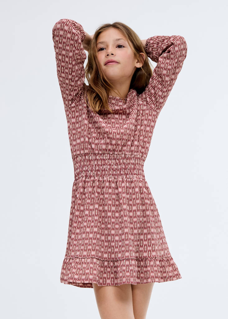 Printed ruched dress — Cherry