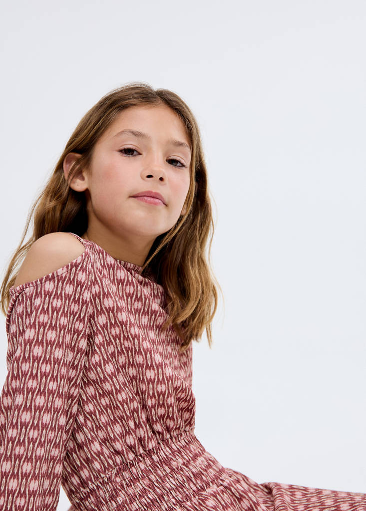 Printed ruched dress — Cherry