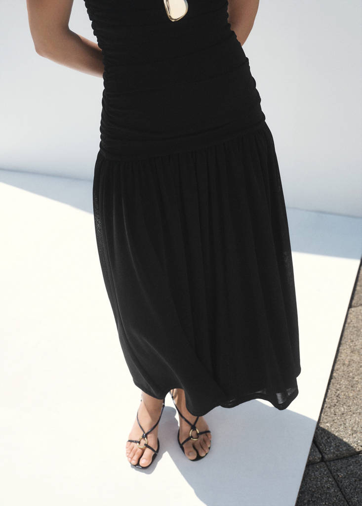 Gathered midi-dress — Black