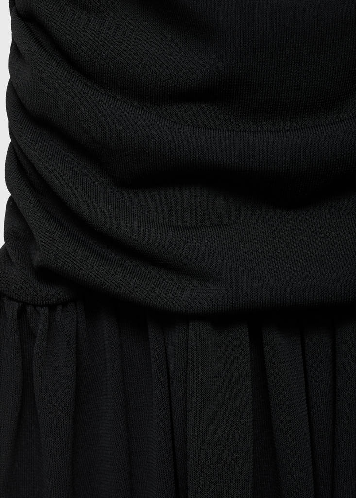 Gathered midi-dress — Black