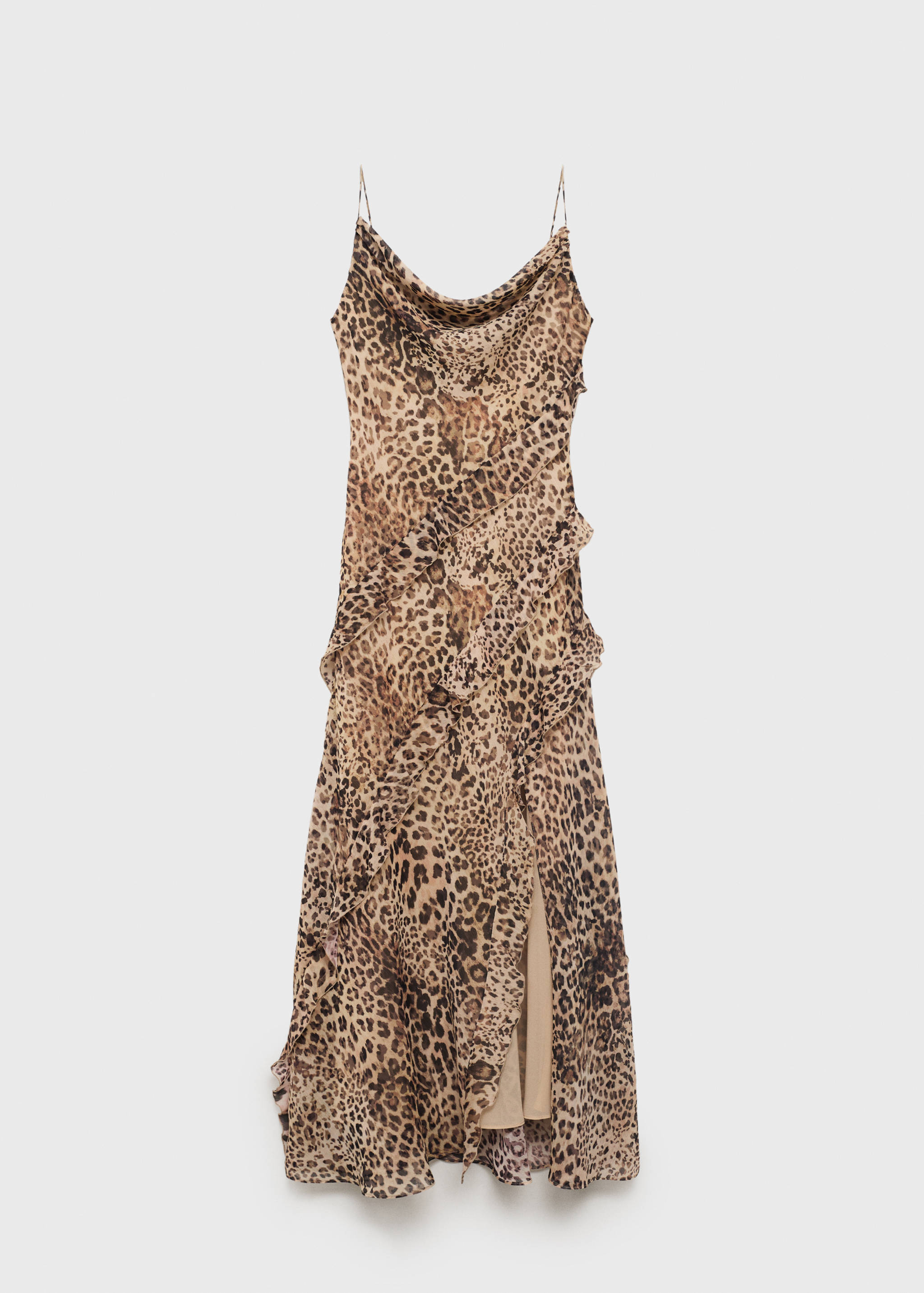 Leopard-print ruffle dress with opening - Article without model