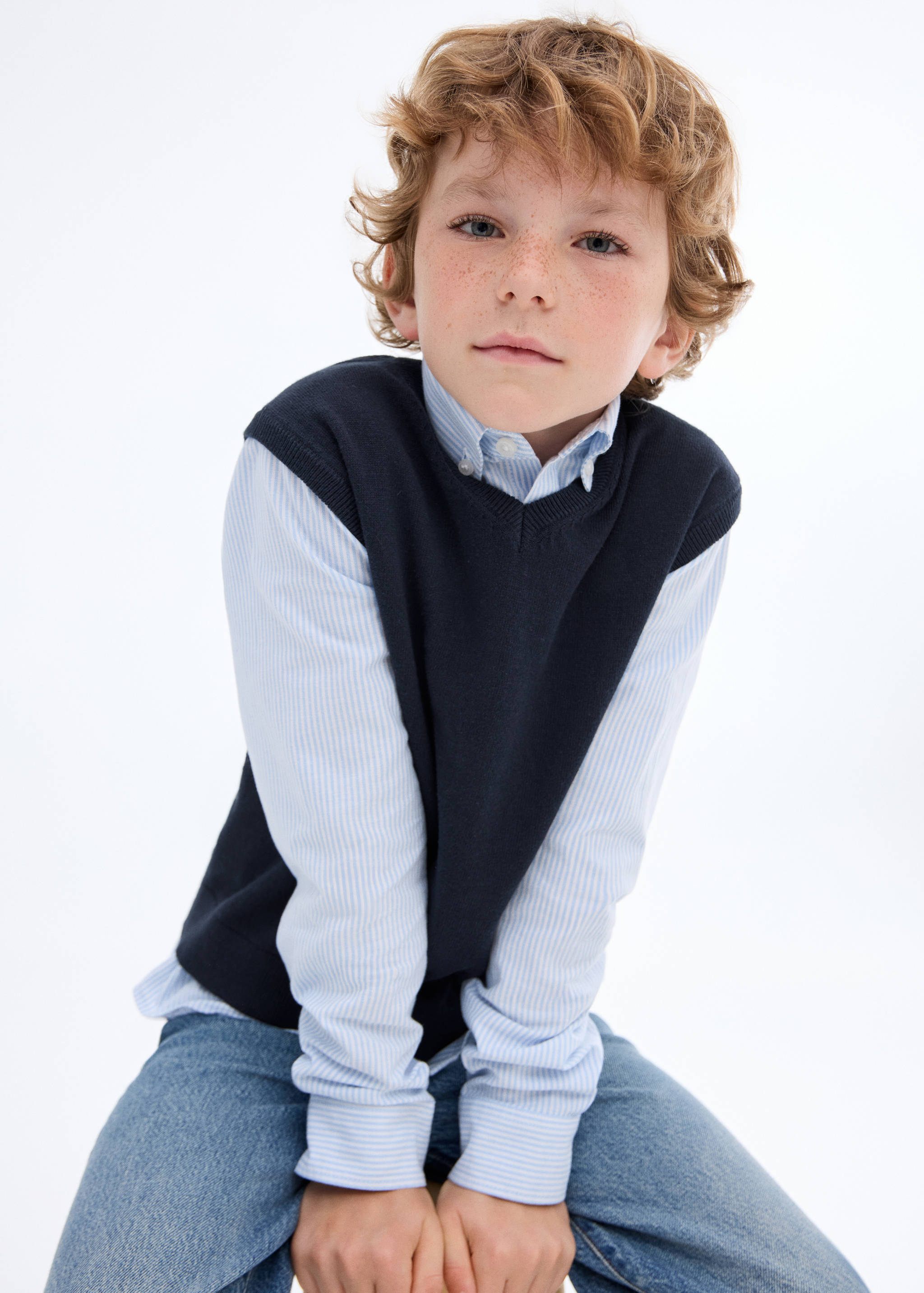 Gebreid gilet met V-hals - Middenvlak