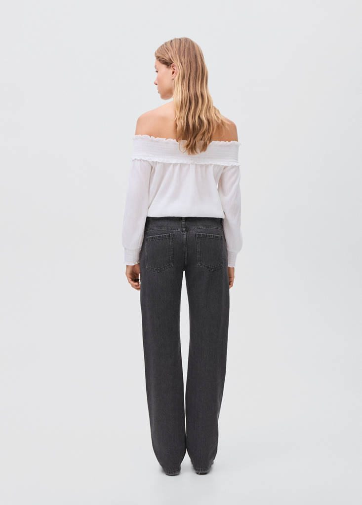 Straight-fit jeans with rhinestones — Black denim