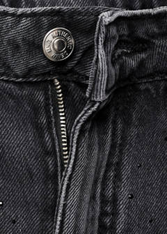 Straight-fit jeans with rhinestones — Black denim 8